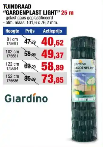 Hubo Tjindraad "gardenplast light" aanbieding