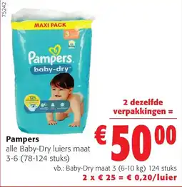 Colruyt Pampers alle baby dry luiers maat 3-6 aanbieding