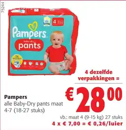 Colruyt Pampers alle baby dry pants maat 4-7 aanbieding