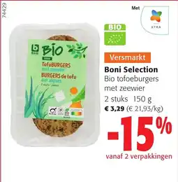 Colruyt Boni selection bio tofoeburgers met zeewier aanbieding