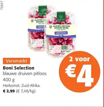 Colruyt Boni selection blauwe druiven pitloos aanbieding