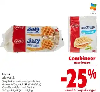 Colruyt Lotus Suzy Luikse wafels met parelsuiker 8 stuks 400 g aanbieding