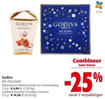 Colruyt Godiva Masterpieces Melkchocolade met karamelvulling 119 g aanbieding