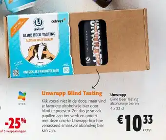 Colruyt Unwrapp Blind Beer Tasting alcoholvrije bieren 4 x 33 cl aanbieding