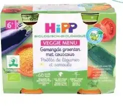 Colruyt Hipp veggie menu gemengde groenten met couscous 6+ maanden aanbieding