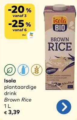 Bio Planet Isola plantaardige drink brown rice aanbieding