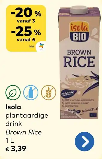 Bio Planet Isola plantaardige drink brown rice aanbieding