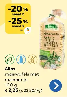 Bio Planet Allos maïswafels met rozemarijn aanbieding