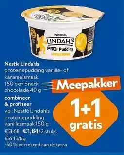 OKay Nestlé Lindahls proteïnepudding vanille- of karamelsmaak aanbieding