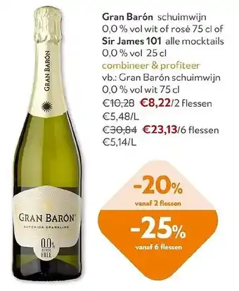 OKay Gran Barón schuimwijn of Sir James 101 aanbieding