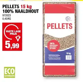 Hubo PELLETS 15 kg 100% NAALDHOUT aanbieding