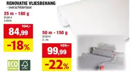 Hubo RENOVATIE VLIESBEHANG 25 m - 180 g aanbieding