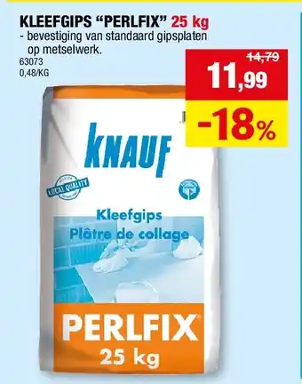 Hubo KLEEFGIPS “PERLFIX” 25 kg aanbieding