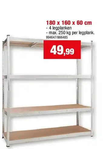 Hubo GEGALVANISEERD REK “HEAVY DUTY” 180 x 160 x 60 cm aanbieding