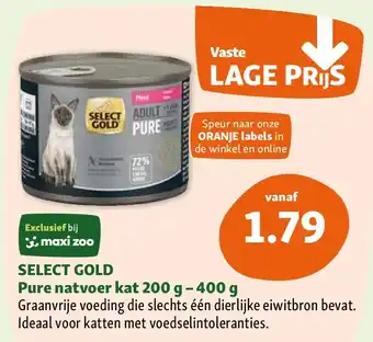 Maxi Zoo SELECT GOLD Pure natvoer kat 200 g - 400 g aanbieding