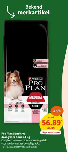 Maxi Zoo Pro Plan Sensitive droogvoer hond 14 kg aanbieding