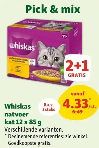 Maxi Zoo Whiskas natvoer kat 12 x 85 g aanbieding