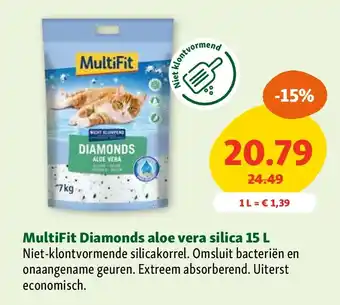 Maxi Zoo MultiFit Diamonds aloe vera silica 15 L aanbieding