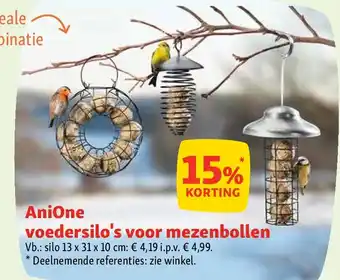 Maxi Zoo AniOne voedersilo's voor mezenbollen aanbieding