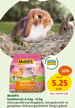 Maxi Zoo MultiFit houtkorrels 4,4 kg - 11 kg aanbieding