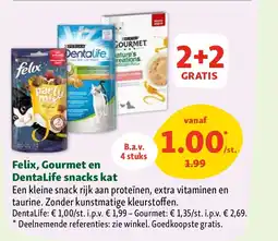 Maxi Zoo Felix, Gourmet en DentaLife snacks kat aanbieding