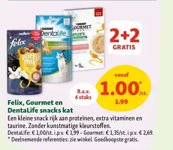 Maxi Zoo Felix, Gourmet en DentaLife snacks kat aanbieding