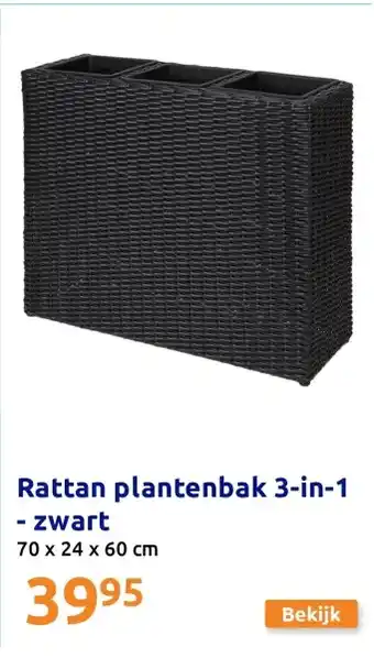 Action Rattan plantenbak 3-in-1 - zwart aanbieding