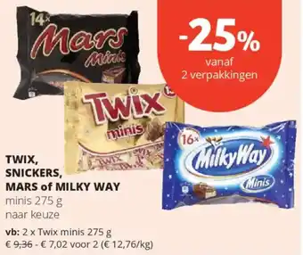 Spar Twix, Snickers, Mars of Milky Way aanbieding