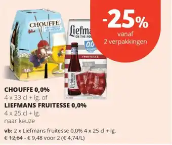 Spar Chouffe 0,0% of Liefmans Fruitesse 0,0% aanbieding