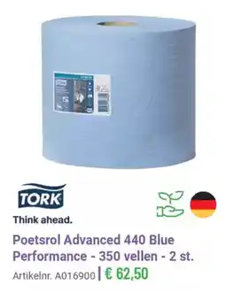 Manutan Poetsrol Advanced 440 Blue Performance 350 vellen aanbieding