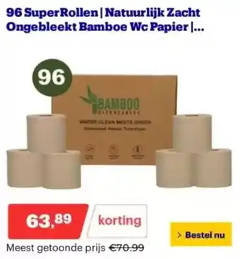 Bol.com Natuurlijk Zacht Ongebleekt Bamboe Wc Papier aanbieding