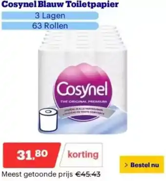 Bol.com Cosynel Blauw Toiletpapier aanbieding