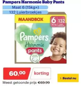 Bol.com Pampers Harmonie Baby Pants Maat 6 (15kg+) 132 Luierbroekjes aanbieding