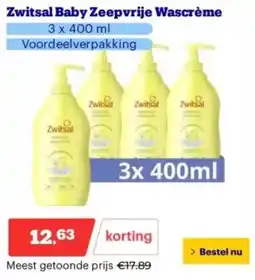 Bol.com Zwitsal Baby Zeepvrije Wascrème aanbieding