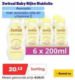 Bol.com Zwitsal Baby Rijke Huidolie aanbieding