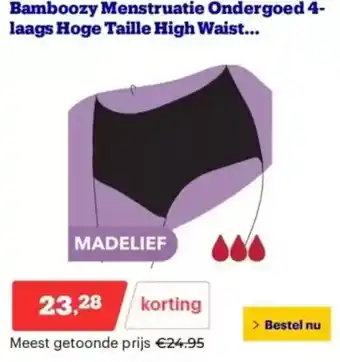 Bol.com Bamboozy Menstruatie Ondergoed 4 laags Hoge Taille High Waist aanbieding