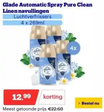 Bol.com Glade Automatic Spray Pure Clean Linen navullingen aanbieding