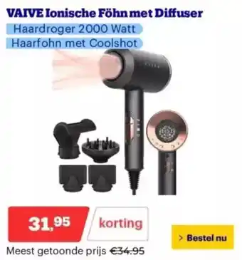 Bol.com Vaive Ionische Föhn met Diffuser aanbieding