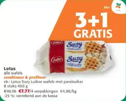 Comarkt Lotus Suzy Luikse wafels met parelsuiker aanbieding