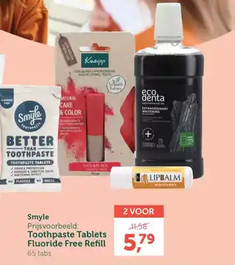 Holland & Barrett Smyle toothpaste tablets fluoride free refill aanbieding