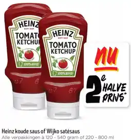 Jumbo Heinz koude saus of Wijko satésaus aanbieding