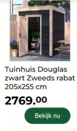 GAMMA Tuinhuis Douglas zwart Zweeds rabat aanbieding