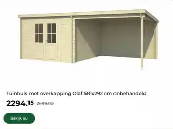 GAMMA Tuinhuis met overkapping Olaf onbehandeld aanbieding