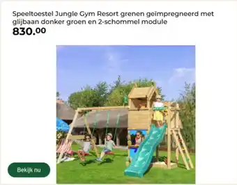 GAMMA Speeltoestel Jungle Gym Resort grenen geïmpregneerd met glijbaan donker groen en 2 schommel module aanbieding