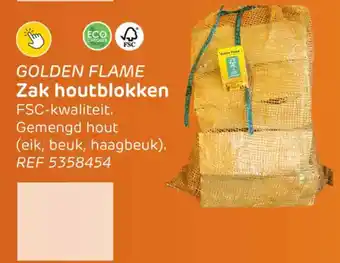 Brico Golden flame zak houtblokken aanbieding