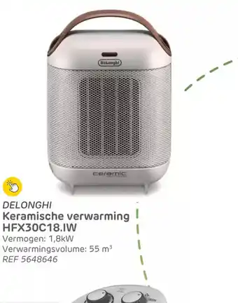 Brico Delonghi keramische verwarming HFX30C18.IW aanbieding