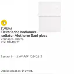 Brico Eurom elektrische badkamer radiator alutherm sani glass aanbieding