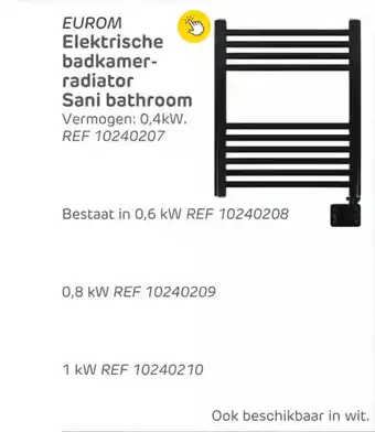 Brico Eurom elektrische badkamer radiator sani bathroom aanbieding