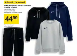 Zeeman Nike dames of heren sweater, hoodie of vest aanbieding