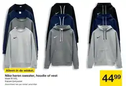 Zeeman Nike heren sweater, hoodie of vest aanbieding